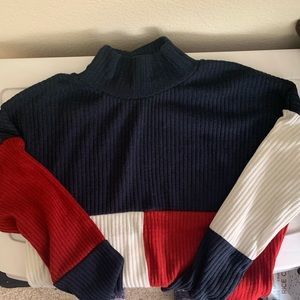 Mock turtleneck multicolored long sleeve shirt